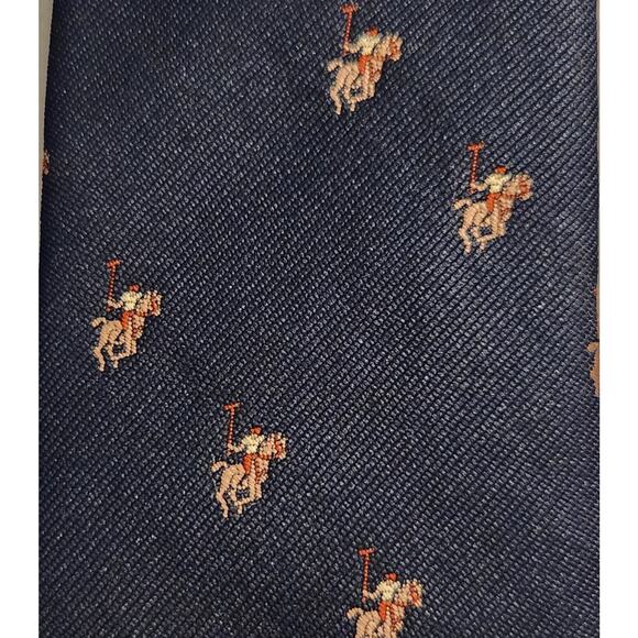 Vintage $95 Navy Polo Pony Silk Tie Equestrian Preppy Core Horse Race Executive - Picture 1 of 7